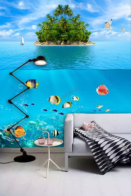 Mer et Océan Poissons et Coraux Poster Mural, Papier peint | Acheter-le sur